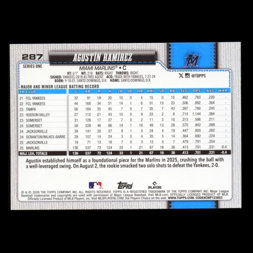 Agustn Ramrez 2026 Topps All-Star Rookie Marlins