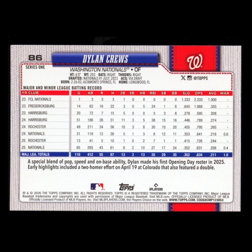 Dylan Crews 2026 Topps Future Stars Nationals