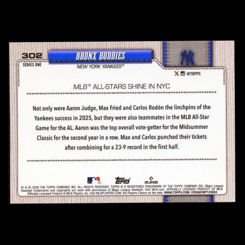 Aaron Judge 2026 Topps Combo Card Yankees