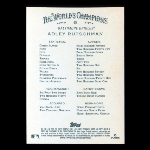 Adley Rutschman 2025 Allen & Ginter Orioles