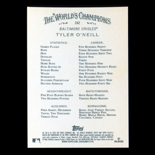 Tyler ONeill 2025 Allen & Ginter Orioles