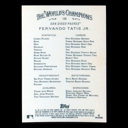Fernando Tatis Jr. 2025 Allen & Ginter Padres