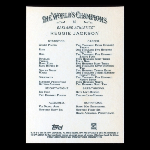 Reggie Jackson 2025 Allen & Ginter Athletics