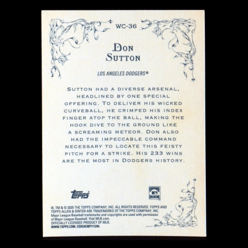 Don Sutton 2025 Topps Allen and Ginter Wicked Curves Dodgers