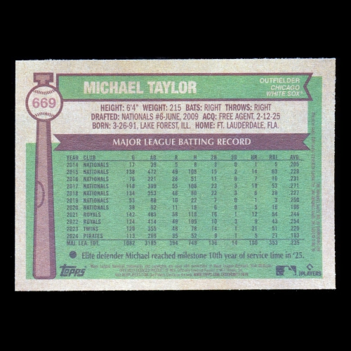 Michael Taylor 2025 Topps Heritage White Sox
