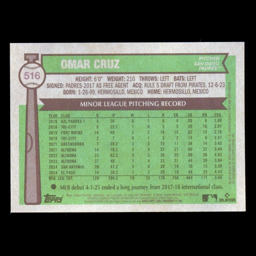 Omar Cruz RC 2025 Topps Heritage Chrome Rookie Padres