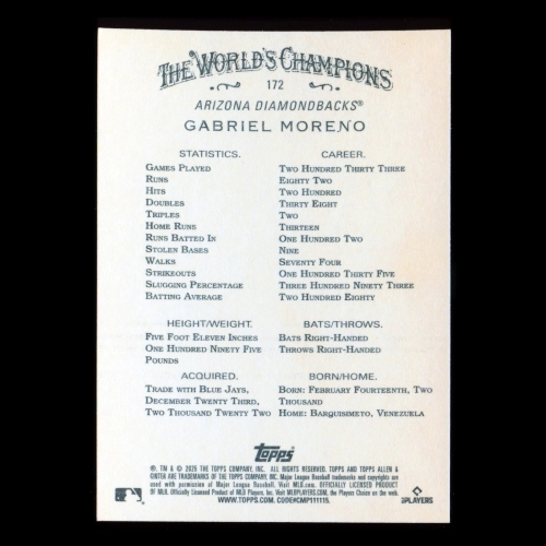 Gabriel Moreno 2025 Allen & Ginter Diamondbacks