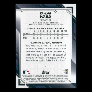 Taylor Ward RC 2019 Bowman Platinum Rookie Angels