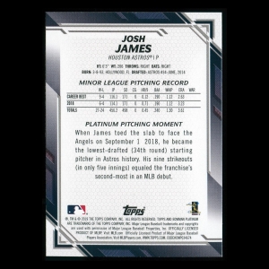 Josh James RC 2019 Bowman Platinum Rookie Astros