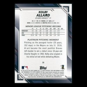 Kolby Allard RC 2019 Bowman Platinum Rookie Braves