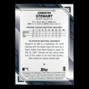 Christin Stewart RC 2019 Bowman Platinum Rookie Tigers