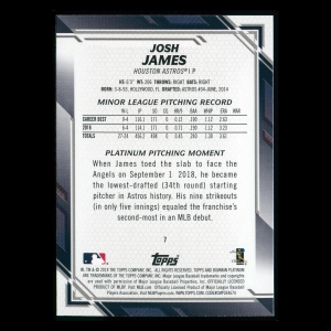 Josh James RC 2019 Bowman Platinum Rookie Astros