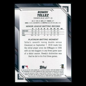 Rowdy Tellez RC 2019 Bowman Platinum Rookie Blue Jays