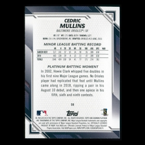 Cedric Mullins RC 2019 Bowman Platinum Rookie Orioles