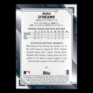 Ryan O'Hearn RC 2019 Bowman Platinum Rookie Royals