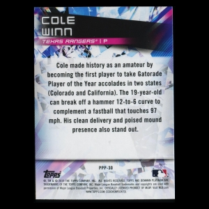 Cole Winn 2019 Bowman Platinum Prismatic Prodigies Rangers