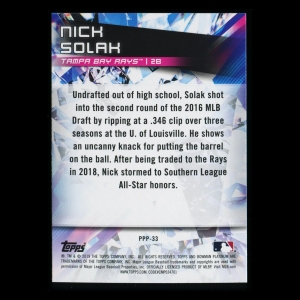 Nick Solak 2019 Bowman Platinum Prismatic Prodigies Rays