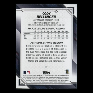 Cody Bellinger 2019 Bowman Platinum Dodgers