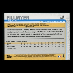 Heath Fillmyer RC 2019 Topps Rookie Royals