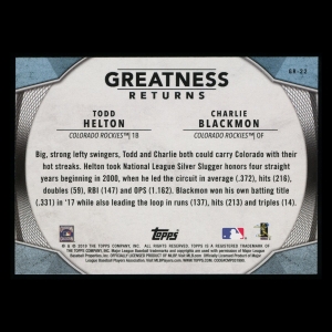 Todd Helton | Charlie Blackmon 2019 Topps Greatness Returns Rockies