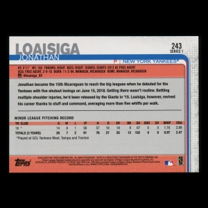 Jonathan Loaisiga RC 2019 Topps Rookie Yankees