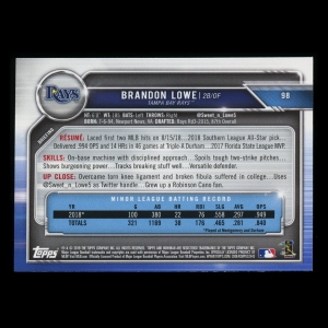 Brandon Lowe RC 2019 Bowman Rookie Rays