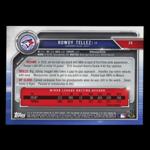 Rowdy Tellez RC 2019 Bowman Rookie Blue Jays