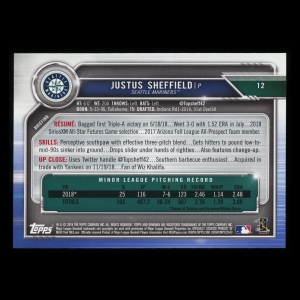 Justus Sheffield RC 2019 Bowman Rookie Mariners