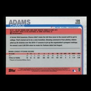 Chance Adams RC 2019 Topps Chrome Rookie Yankees