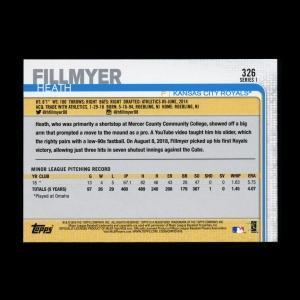 Heath Fillmyer RC 2019 Topps Rookie Royals