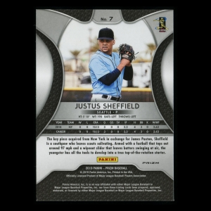 Justus Sheffield RC 2019 Prizm Silver Rookie Mariners
