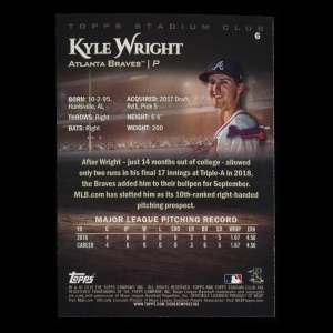 Kyle Wright RC 2019 Stadium Club Rookie Braves