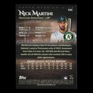 Nick Martini RC 2019 Stadium Club Rookie Athletics