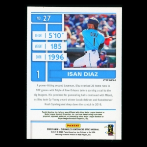 Isan Diaz RC 2020 Chronicles Contenders Optic Season Ticket Silver Marlins