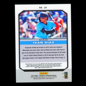 Isan Diaz RC 2020 Chronicles Obsidian Rookie Marlins