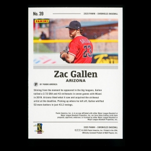 Zac Gallen RC 2020 Chronicles Rookie Diamondbacks