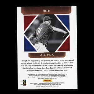 A.J. Puk RC 2020 Chronicles Timeless Treasures Rookie Athletics
