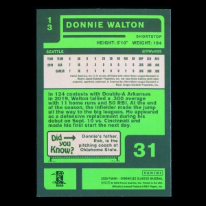 Donnie Walton RC 2020 Chronicles Classics Rookie Mariners