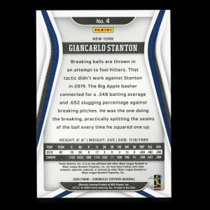 Giancarlo Stanton 2020 Chronicles Certified Yankees