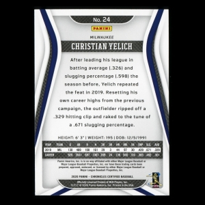 Christian Yelich 2020 Chronicles Certified Green Brewers