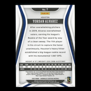 Yordan Alvarez RC 2020 Chronicles Certified Rookie Astros