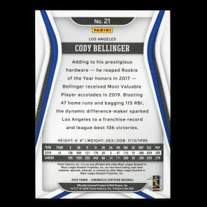 Cody Bellinger 2020 Chronicles Certified Dodgers