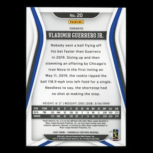 Vladimir Guerrero Jr. 2020 Chronicles Certified Green Blue Jays