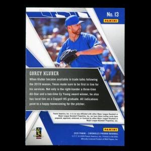 Corey Kluber 2020 Chronicles Phoenix Rangers