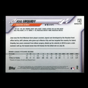 Jose Urquidy RC 2020 Topps Chrome Rookie Refractor Astros