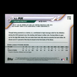 A.J. Puk RC 2020 Topps Chrome Rookie Athletics