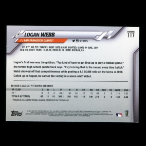 Logan Webb RC 2020 Topps Chrome Rookie Giants
