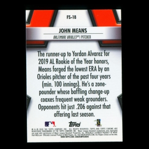 John Means 2020 Topps Chrome Future Stars Orioles