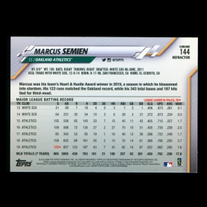 Marcus Semien 2020 Topps Chrome Sepia Refractor Athletics