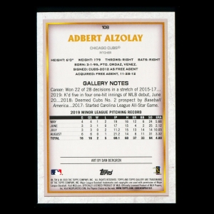 Adbert Alzolay RC 2020 Gallery Rookie Cubs